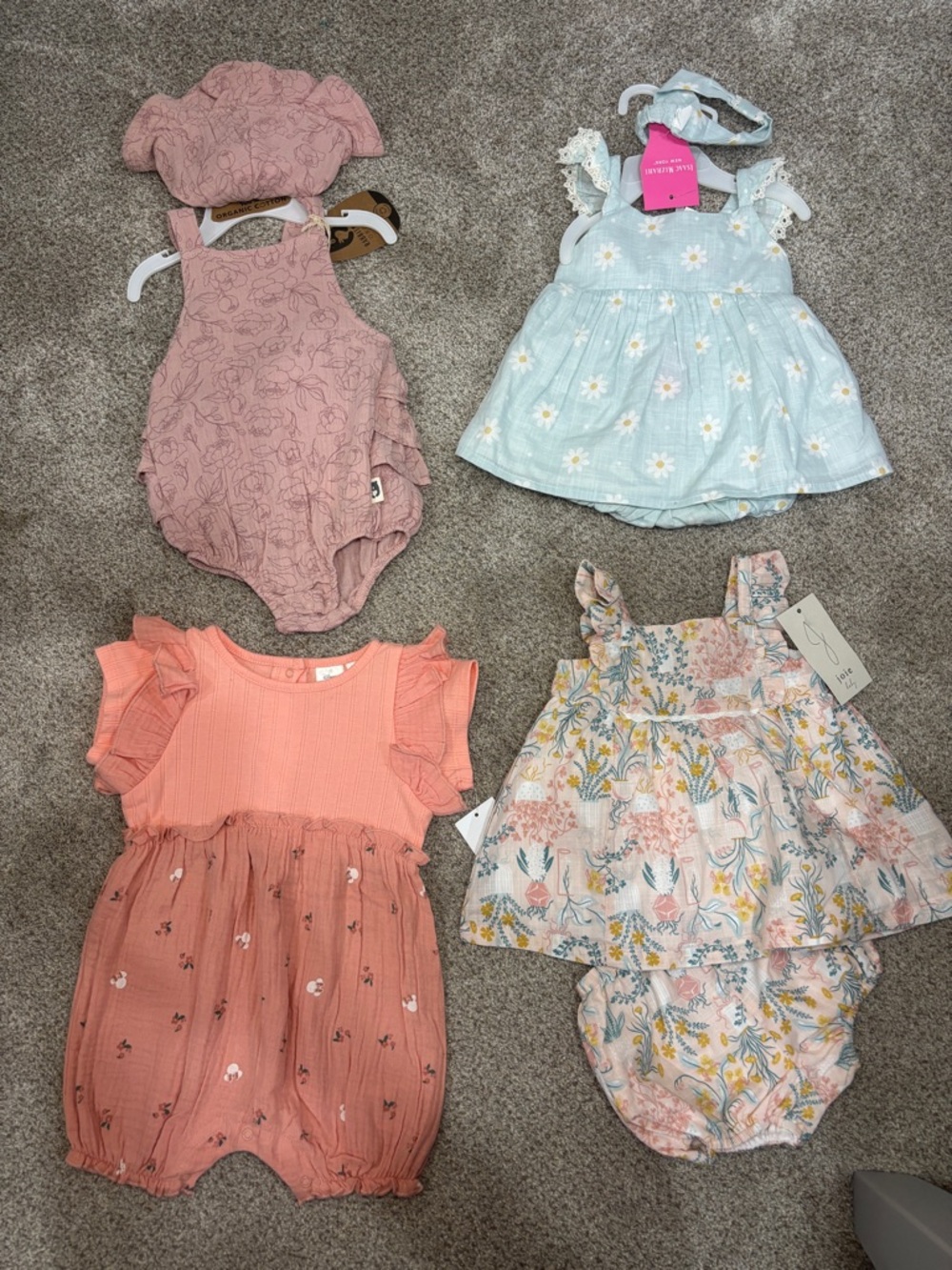 Lot of NEW Baby Girl Summer Outfits 6-9 months dresses floral skirted bubbles